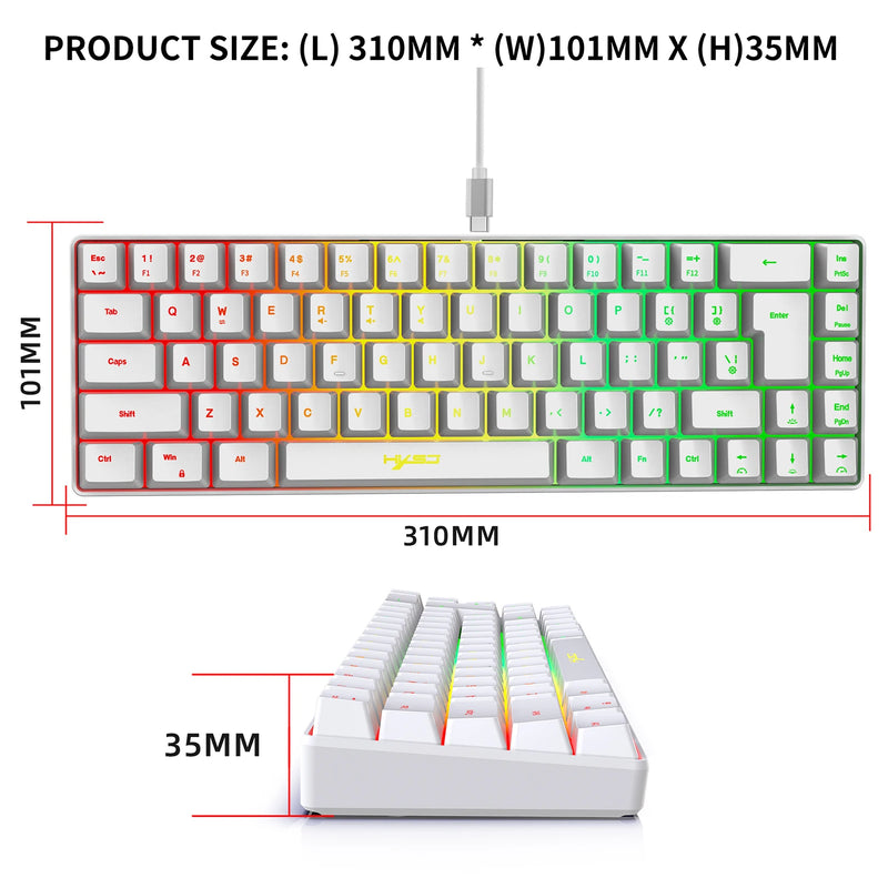 Teclado com fio Mini Gaming, K68 RGB Streamer,19 teclas, sensação mecânica para jogo ou escritório