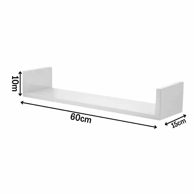 Kit 02 Prateleiras U 60cm Branco MDF Sala Quarto Cozinha Decorativo