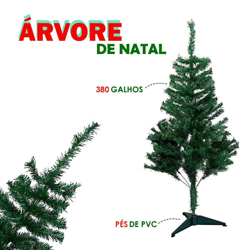 Árvore De Natal 150cm Média Pinheiro com Base Metal 380 Galhos Luxo